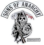 logo patch sweatshirt stone island EmbroideRot Patch Set Sons of Anarchy Text and Arched Reaper Logo Mens Patch Set