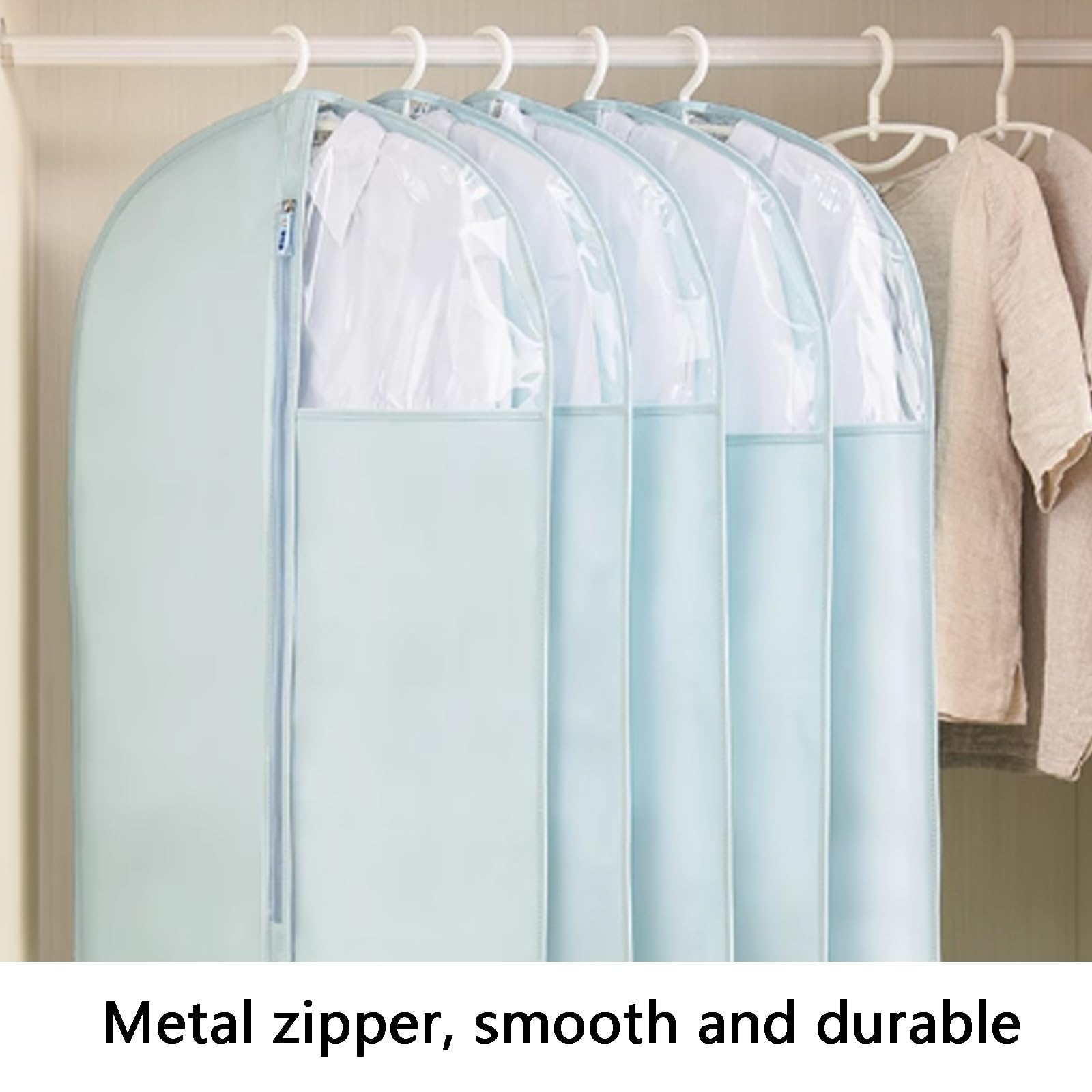 Kleidersack, 2er-Pack, Kleidung mit Reißverschluss, geeignet for Mäntel, Kleider, Jacken(Blue,57 * 90cm/22 * 35in)
