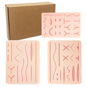 Suture Pad 3 Layer Suture Practice Pads 3 Pieces with Wound Suture Practice Kit, Anti-Tear, Anti-Tear and Tear, for Medical Students, Veterinarians, Nurses Training and Practice