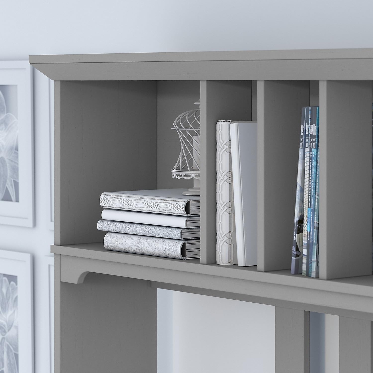 Bush Home Salinas 60W Hutch for L Shaped Desk in Cape Cod Gray