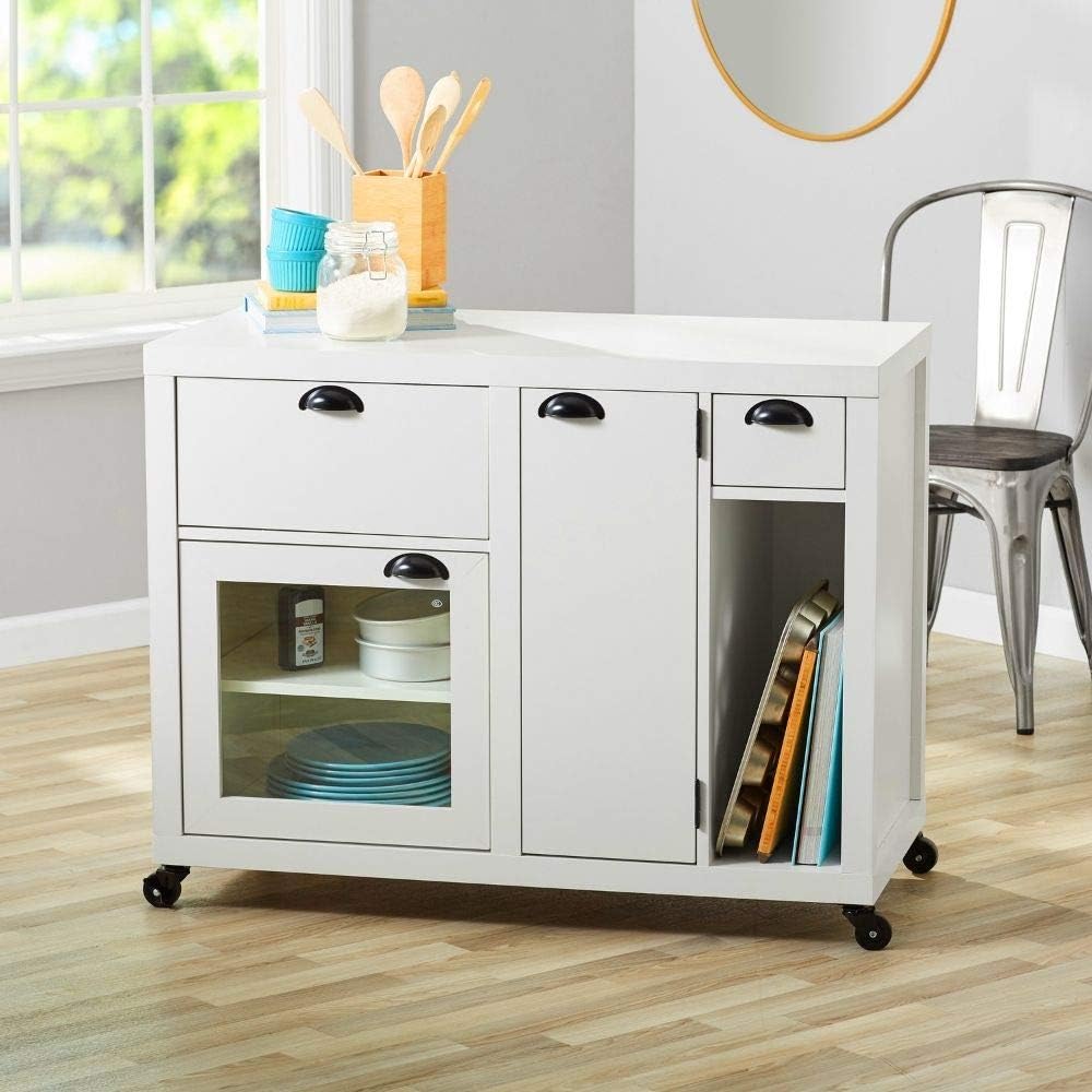 BS Rustic Rolling Kitchen Island Buffet Cart Small Mobile