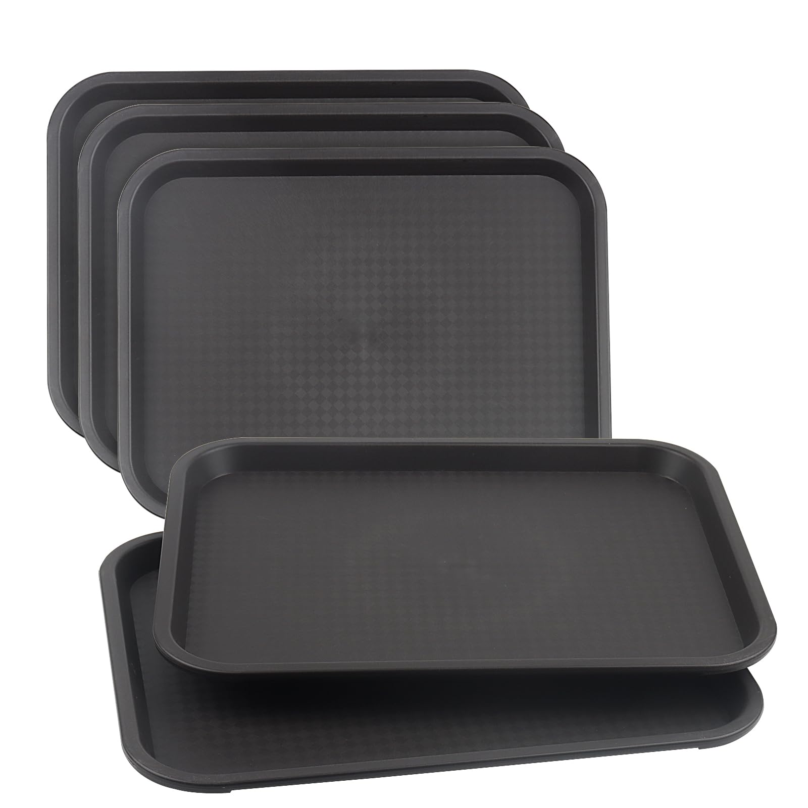 LEXININ 5 Pack Plastic Fast Food Trays, 35 x 27cm/13.7 x 10.6 Inch Brown Rectangle Plastic Trays, Restaurant Cafeteria Serving Tray for Drinks, Food