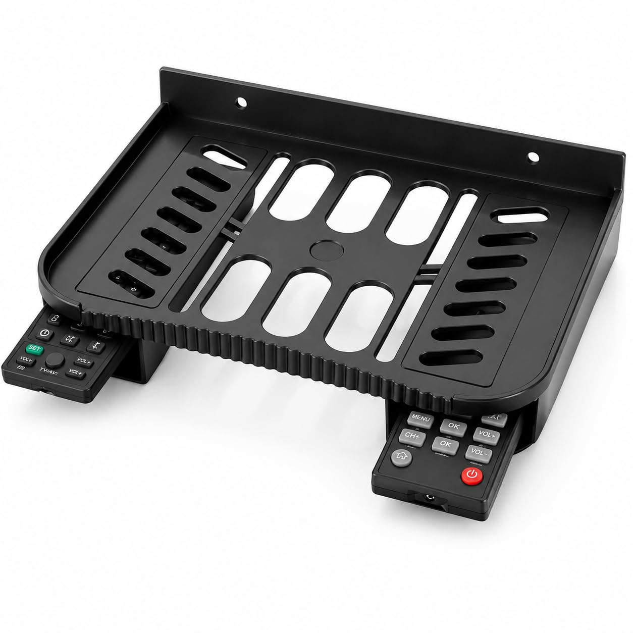 Set Top Box Stand Wall Mount Shelf for WiFi Router, DTH Setup Box Holder, Remote Organizer Rack, Plastic Wall Shelf for TV Accessories, Router, CCTV DVR & Gaming Accessories (Black)-image-48