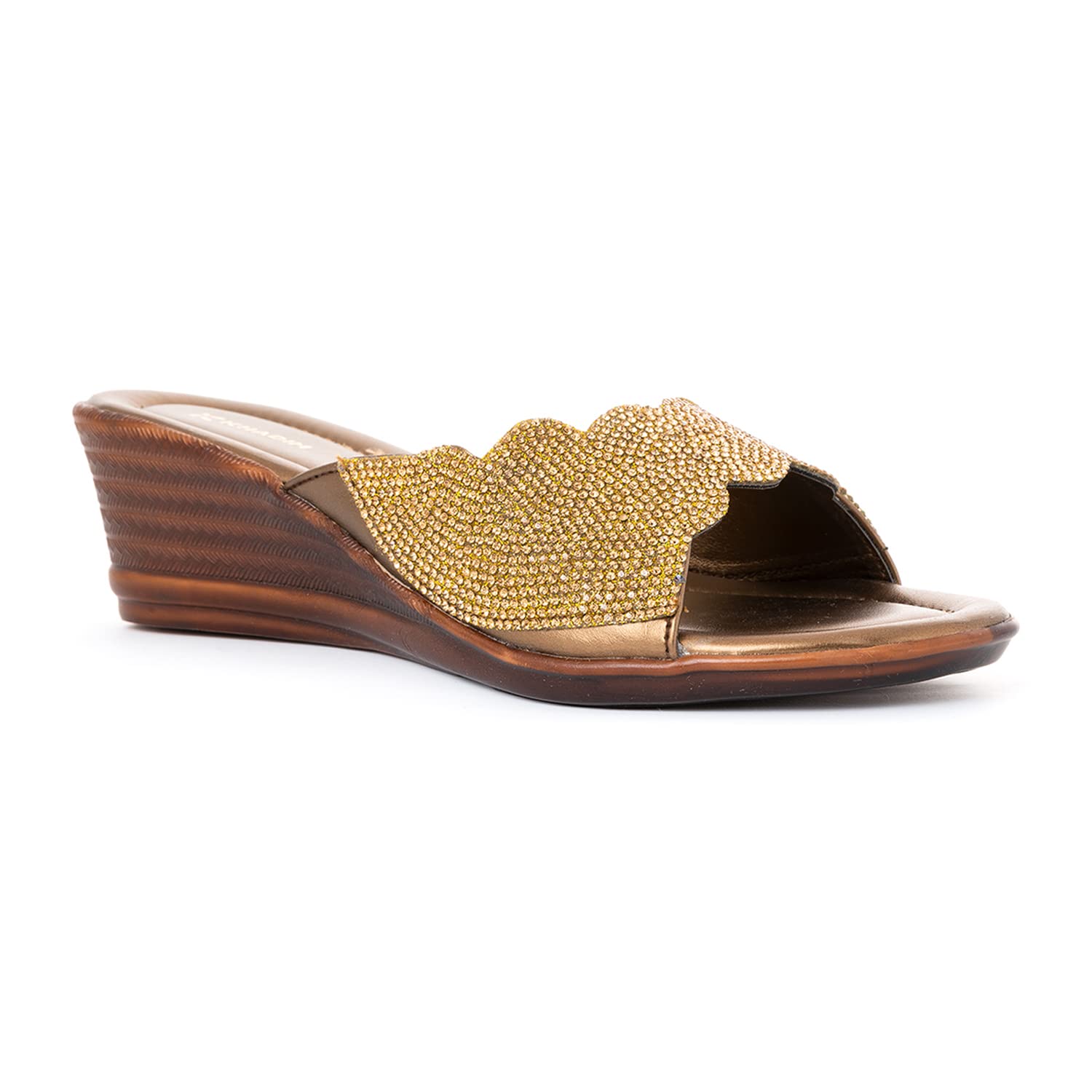 Khadims Gold Wedge Heel Mule Slip On Sandal for Women (6511014) (B0CX5HB9JG) Amazon Price History, Amazon Price Tracker