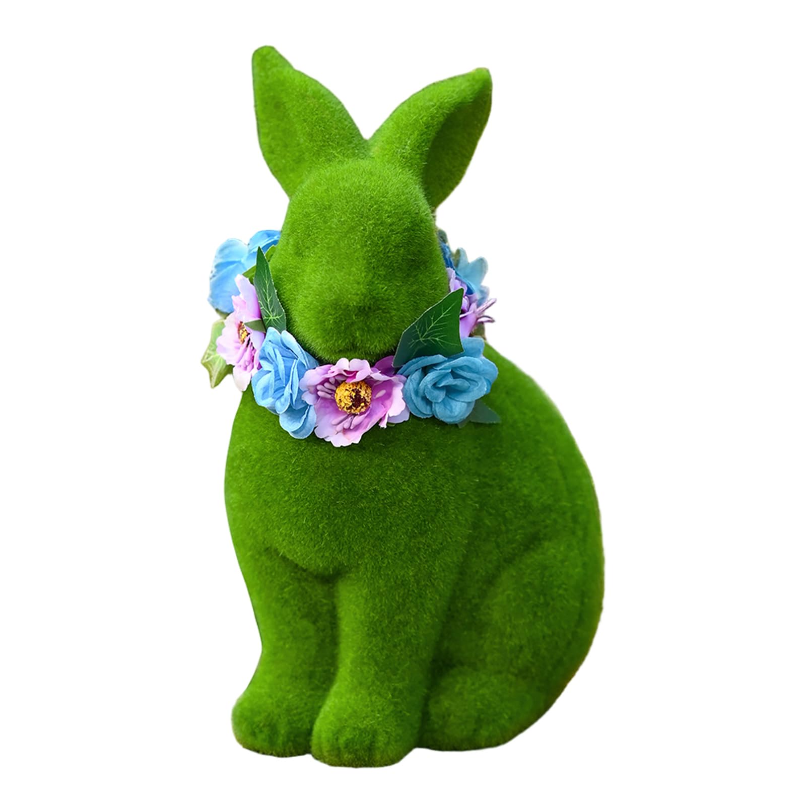 YARNOW Décoration de Pâques Lapin Floqué Vert 25 Cm, Figurine Lapin en Résine Légère pour Jardin et Intérieur, Ornement Printanier pour Table et Fête de Pâques