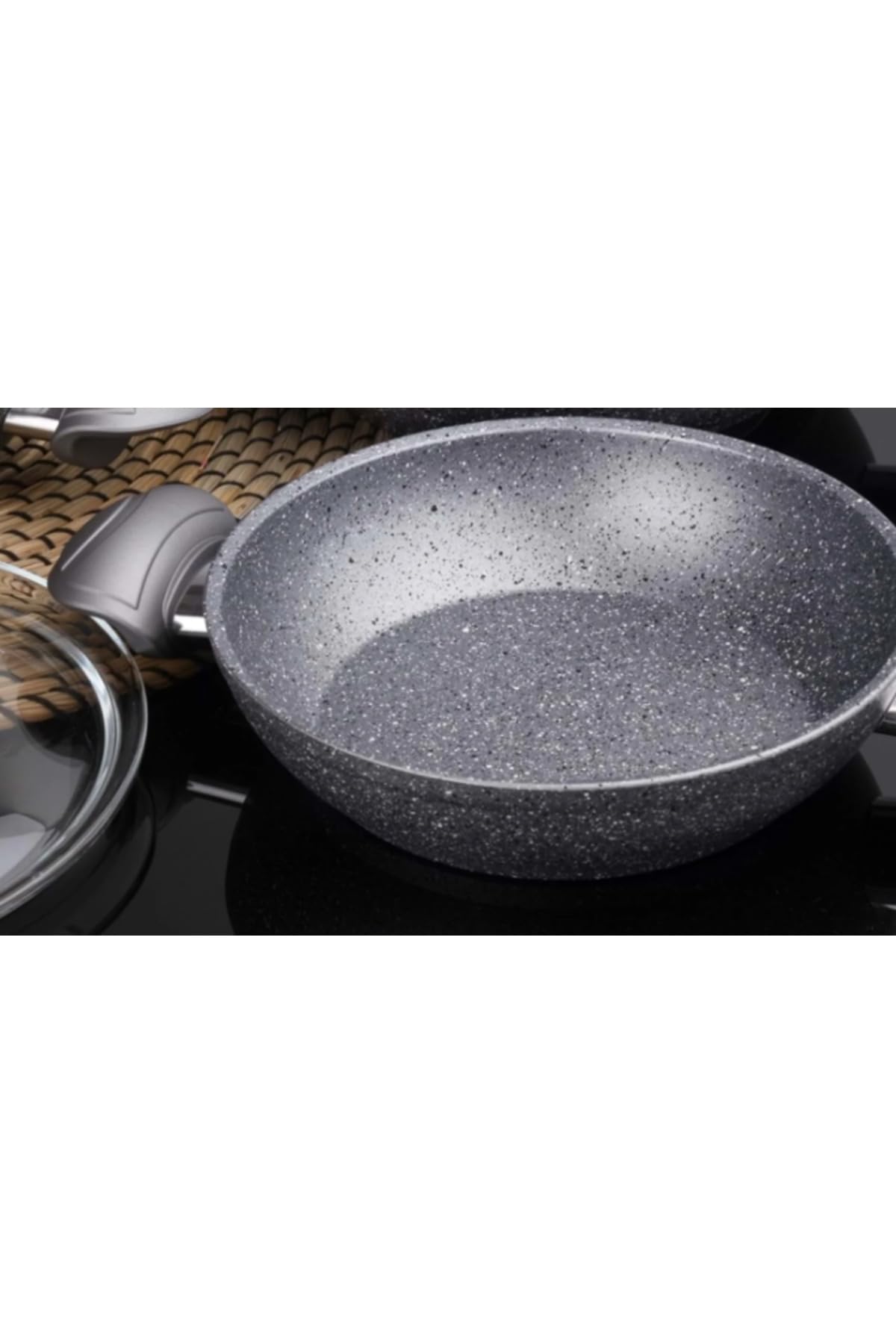 OMS Granit 18 cm Kapaklı Sahan Gri
