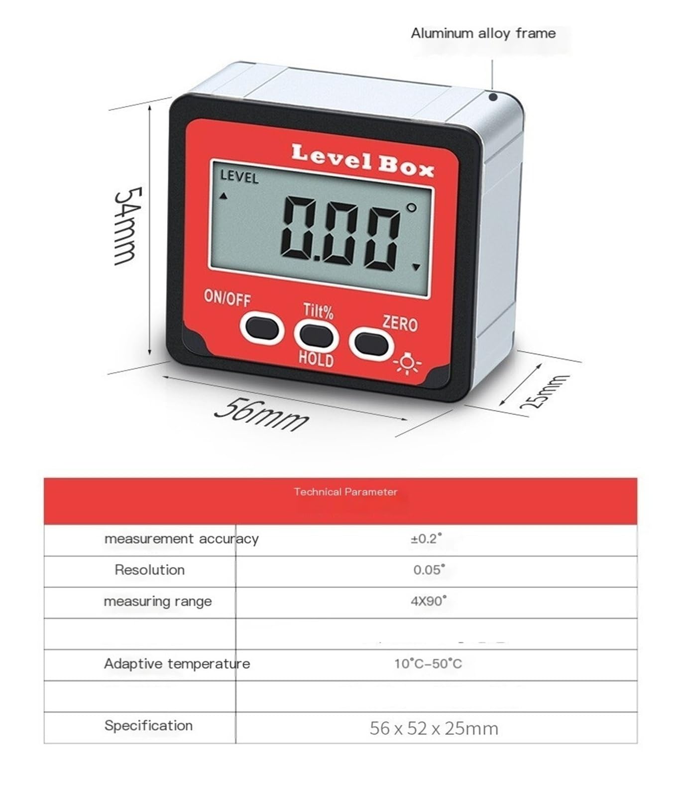 Misuratore di livello Inclinometro digitale Mini strumento elettronico for la misurazione dell'angolo Goniometro