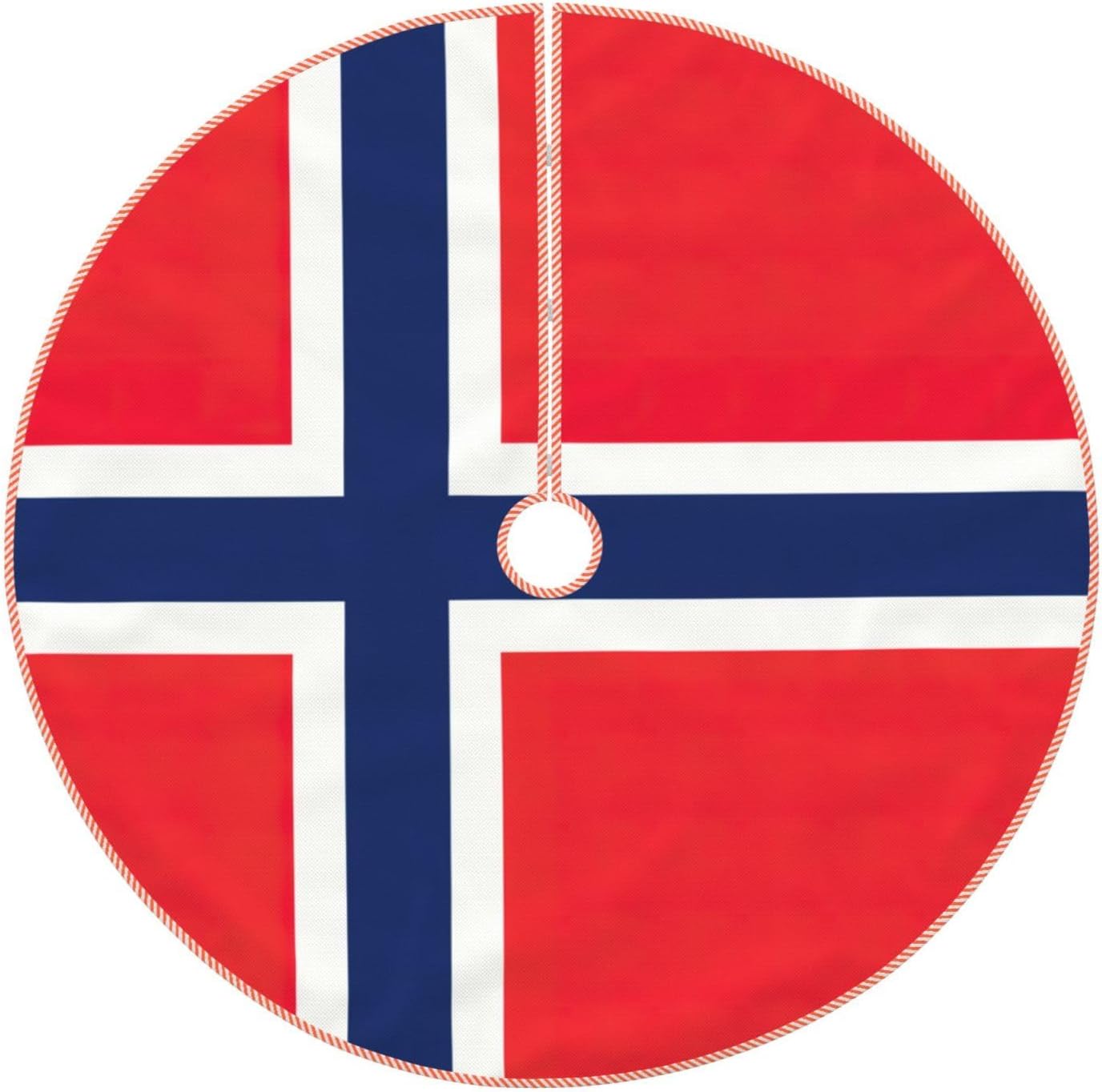 Norwegian Flag Print Rustic Thick Xmas Tree Skirt Xmas Holiday Indoor Party Outdoor Decoration Christmas Pattern
