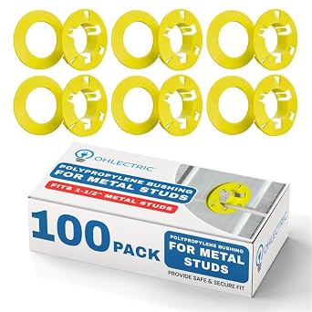 OHLECTRIC 100 Pack - Polypropylene Bushing for Metal Studs with 2x4 Inches - Protects Wire Insulation from Abrasion - Allows Smooth Wire Pulling - Grommet Protector