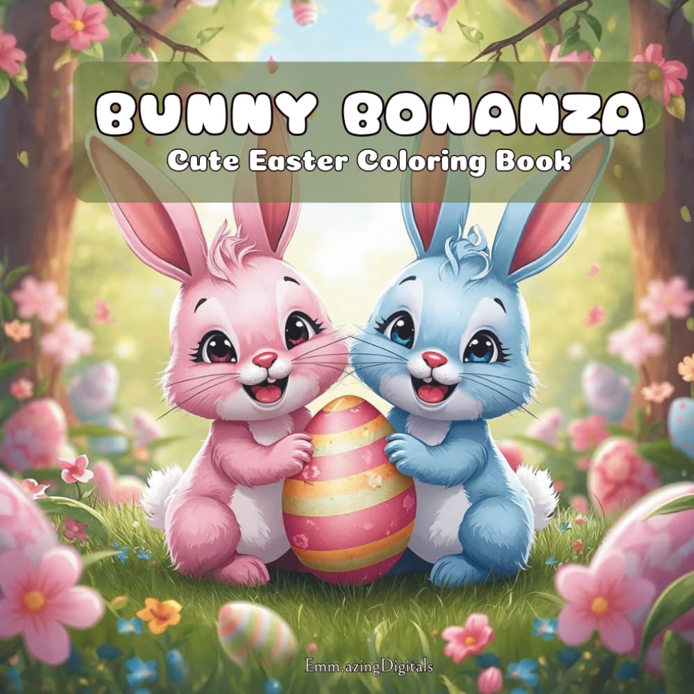 Bunny Bonanza: Cute Easter Coloring Book for Kids: 30 Fun and Cute Bunny-Themed Pages for Kids and Adults – Single-Sided, 8.5x8.5 in, Perfect for Easter Coloring Fun
