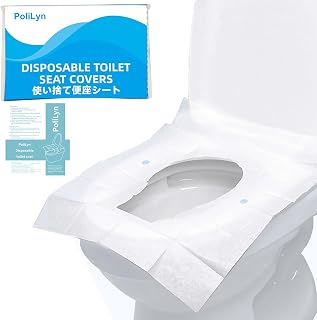 Disposable Toilet Seat Covers | 10 Sheets, Adhesive Secured, Physical Isolation Design | Ideal for Potty Training | Travel Accessories for Public Restrooms, Camping & Airplane (50, M)