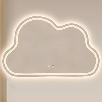 40x60cm, 50x70cm, 60x80cm, 70x90cm, LED Vanity Mirror Asymmetrical Wall Mirror Cloud Shape with Dual Touch Switch Anti-Fog with Backlit 3 Color Modes Dimmable Strip LightAnti-Fog,40x60cm