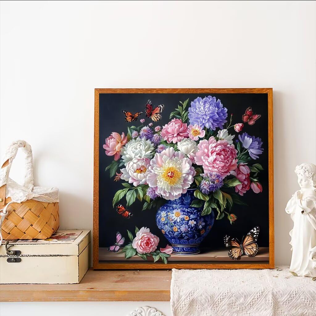 DIY Diamond Art Accessoires Kits Volwassenen 5D Bloemen Vaas Diamant Schilderij Kits, Volledige Vierkante Boor Dimond Picture Art, DIY Kristal Strass Borduurwerk Ambachten voor Thuis Muur Deco