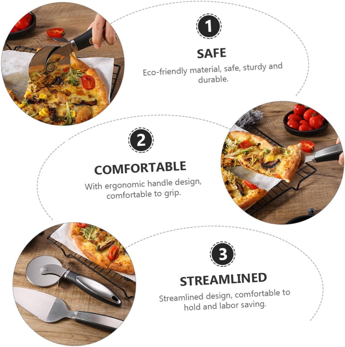 OSALADI Stainless Steel Pizza Cutter and Server Pizza Wheel with Ergonomic Handle Sharp Cake and Slicer Lightweight Kitchen Tool for Easy Cutting and Serving