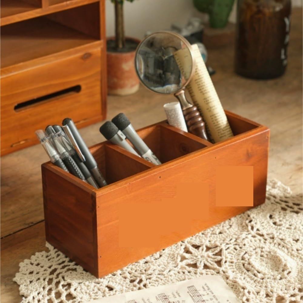 Stifteköcher Stifte Halter Dreistufiger Stifthalter Aus Holz, Geeignet For Zuhause, Schule Und Büro Schreibtisch-Organizer