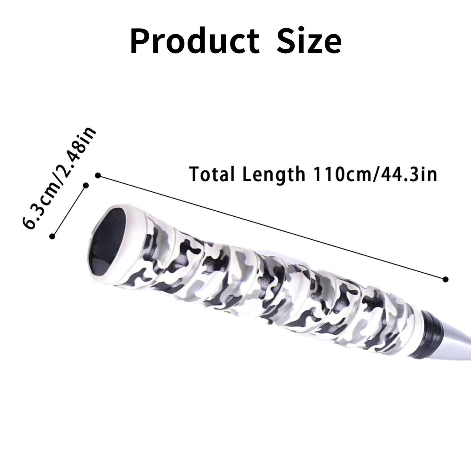 Baseball Bat Grips 0.8mm Camouflage Grip Tape Replacement for Baseball Tennis Badminton Racquet - White