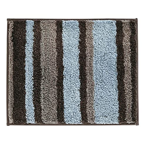 Mdesign Assorted Microfiber Striped Rugs For Bathroom Vanity, Tub/Shower - Water Absorbent, Machine Washable Bath Mats - Includes Soft Non-Slip Mat In 3 Sizes - Set Of 3 - Mocha/Gray #TOP6