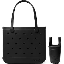 BOGG BAG Medium Tote LBD Black + Bevy LBD Black - 15in L x 5in W x 12.5in H - Beach, Pool, Boat, Sports - All Purpose EVA - Lightweight, Washable, Durable