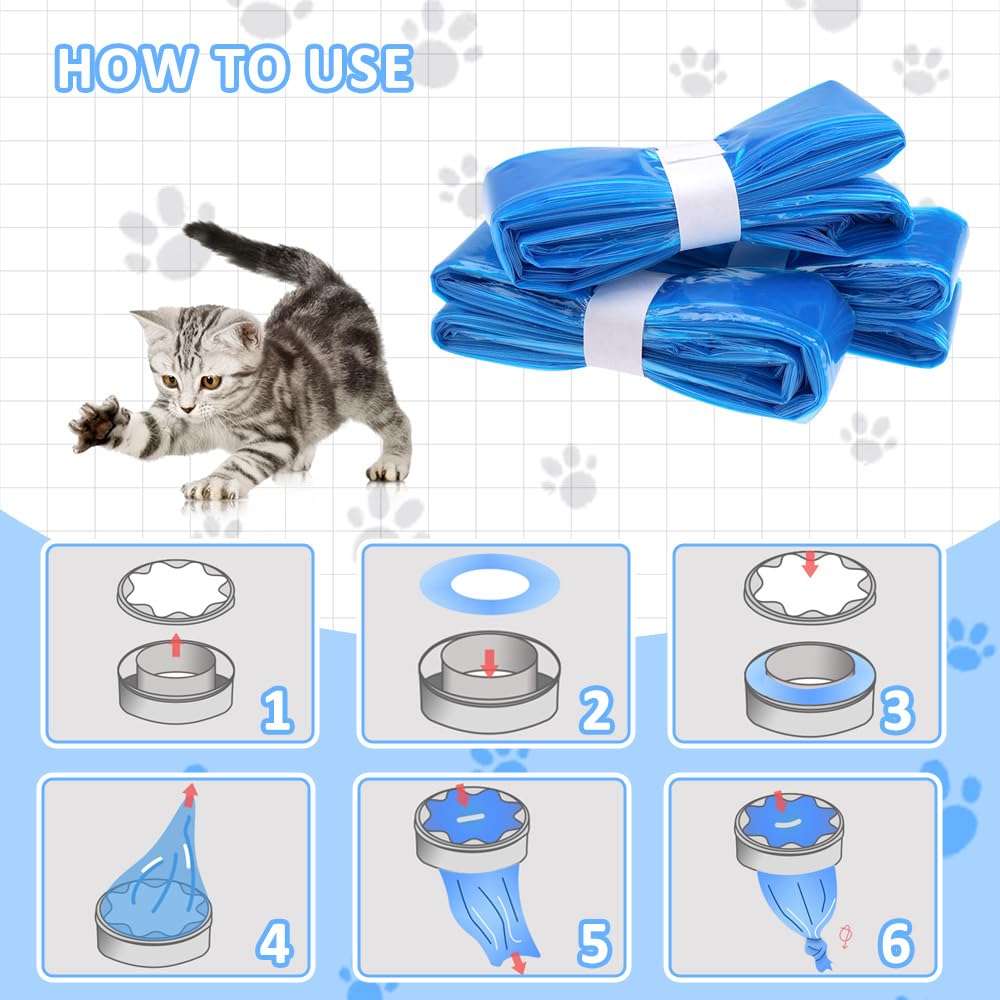 5 Piezas Bolsa de Repuesto de Arena para Gatos, 4.5m Recambios Contenedor de Pañales, Bolsas de Repuesto Litter Genie Compatibles Litter Locker para Mascotas, Cubos de Pañales