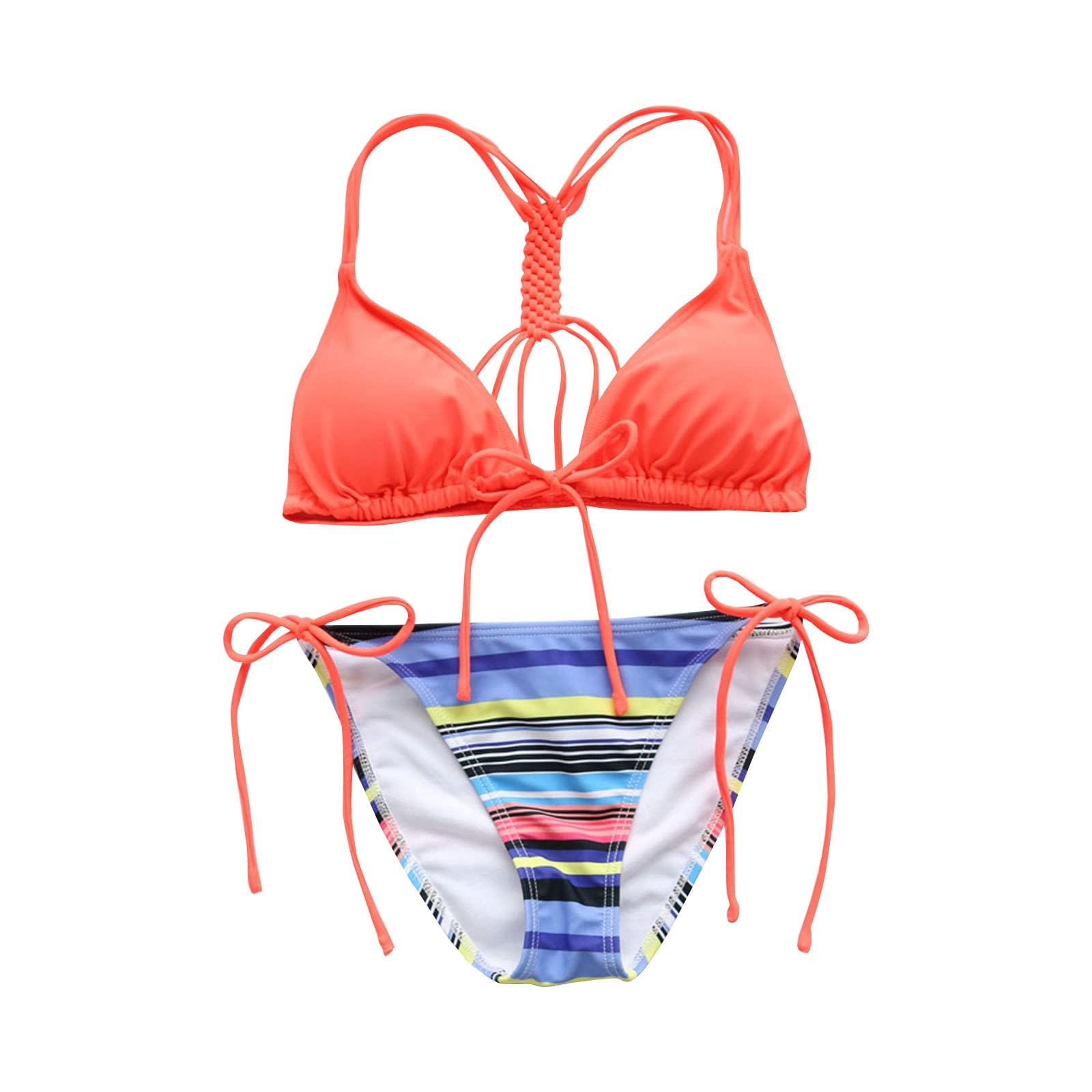 Genérico Bikini Menstrual NiñA 12 AñOs Sujetador de Color sólido Calzoncillos de baño a de Color con Almohadilla para el Pecho Sin Soporte de Conjunto de Bikini Tejido a Trajes De Banho para