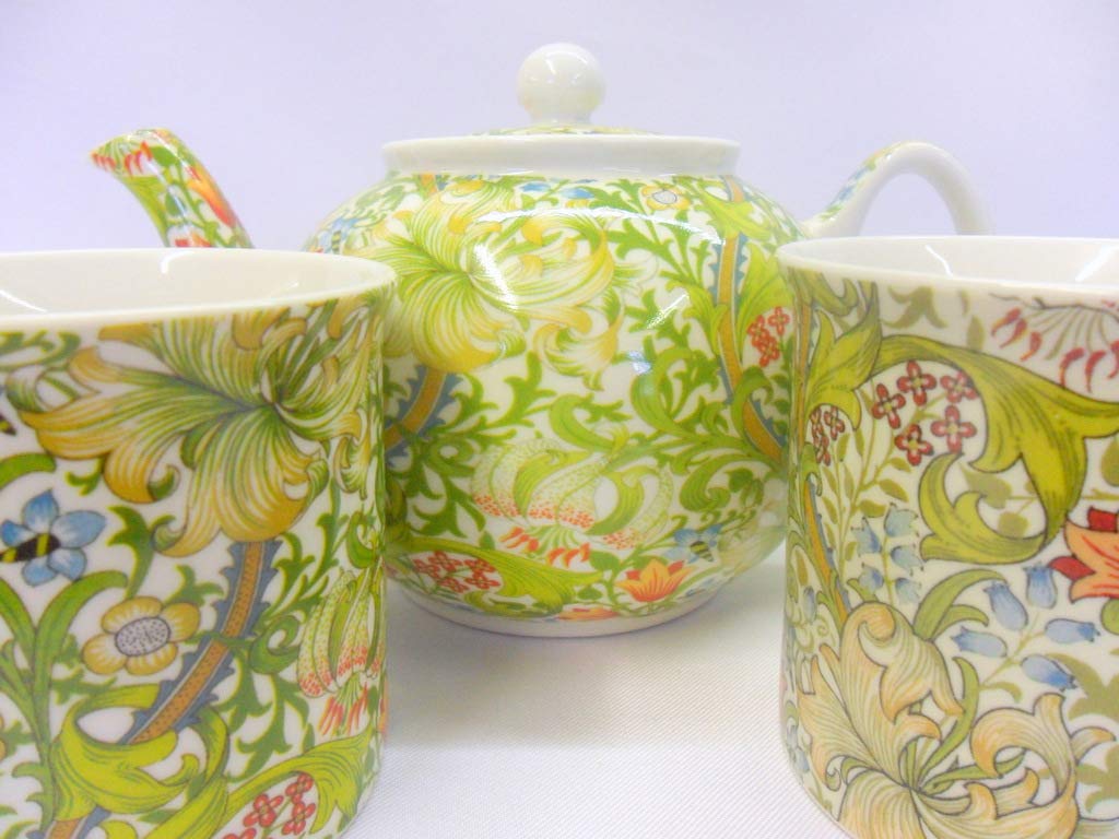 Heron Cross Pottery Assorted Tea For Two In William Morris Golden Lilly Design By The Abbeydale Collection.