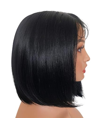 Miniatura 5 de Joe Green - Peluca de cabello sintético con encaje frontal HD en forma de Y de 5 pulgadas (corto, negro natural)