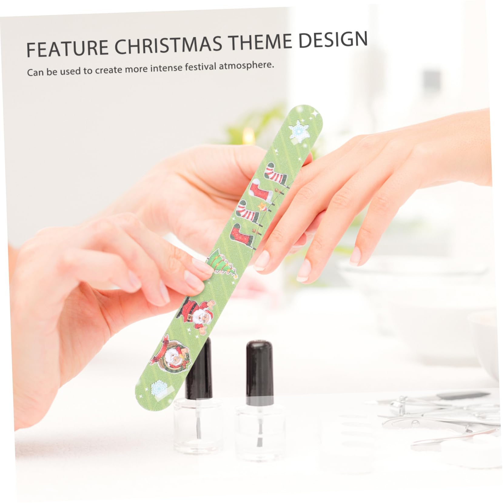 Beaupretty Limes à Ongles De Noël En Grains 12 Pièces Format Standard Pour Manucure Femmes Et Filles Usage Festif