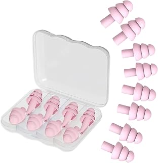 Earplugs for Sleep,Noise Canceling Ear Plug for Sleeping Swimming,4 Pairs Silicone Ear Plugs(Pink).