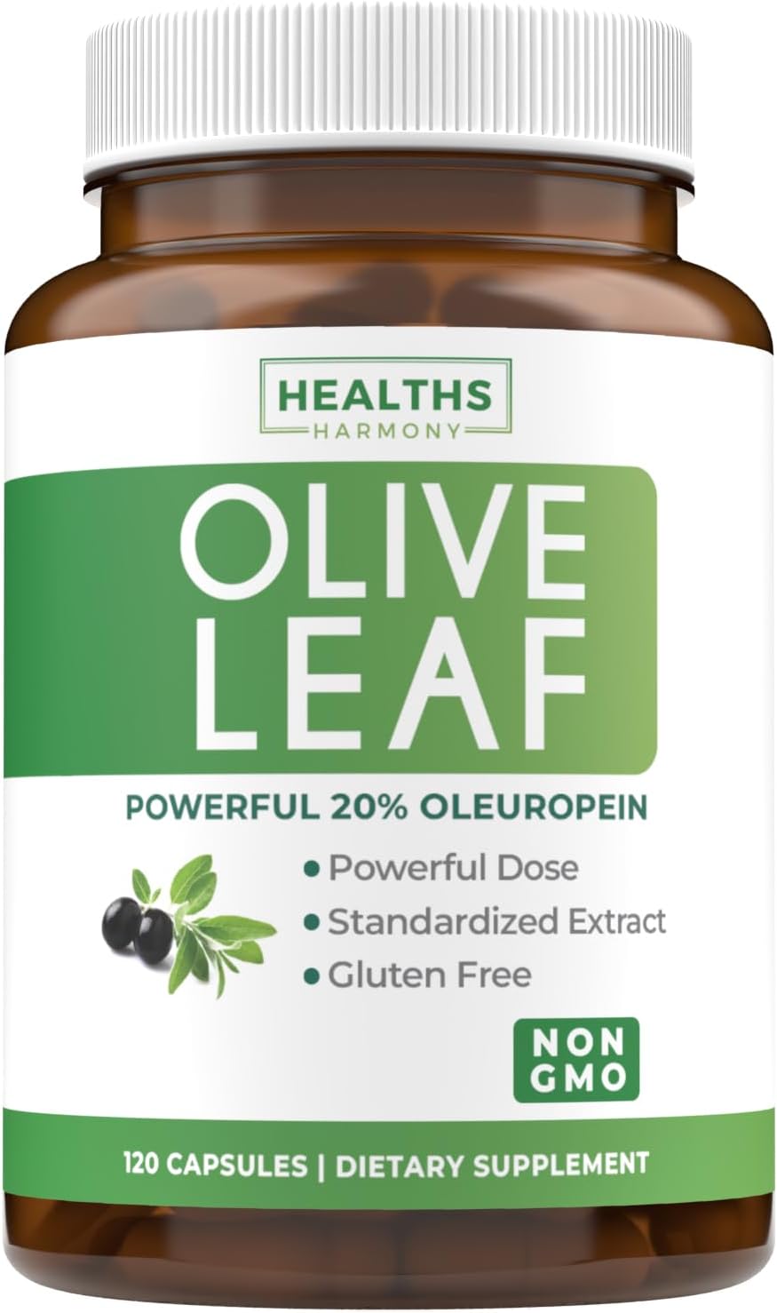 Super Strength Olive Leaf Extract Capsules - Vegan Non-GMO 750mg Olive Extract with 20% Oleuropein Antioxidant Supplement for Immunity Skin and Heart Health Support - Made in The USA (4 Month Supply)