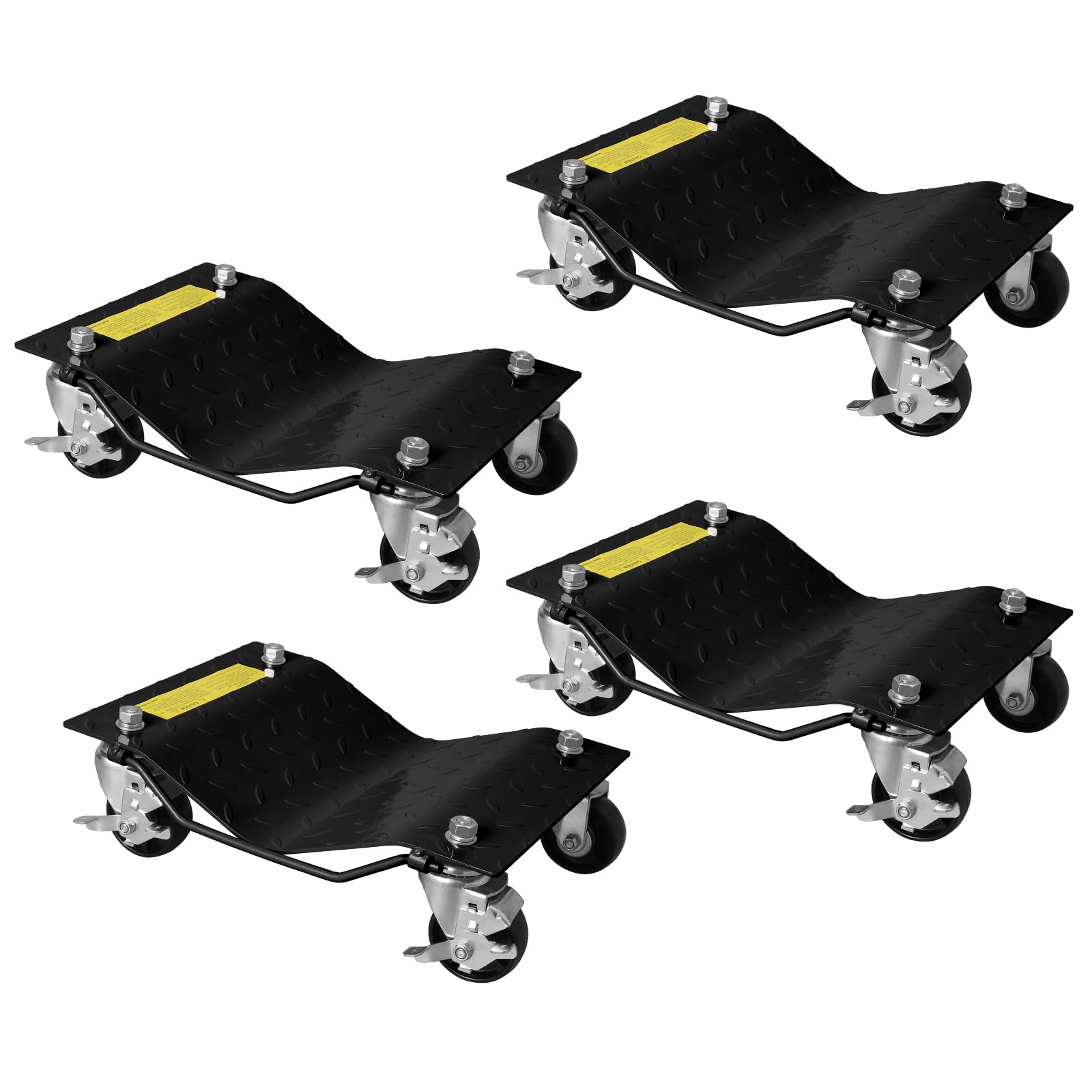 Crevyteg Black 4 Pack Wheel Dolly Set, Car Dolly Set Of 2,Car Tire Dolly – 6,000 Lbs Pound Total Capacity Stake Dollies For Tow Or Vehicle Storage
