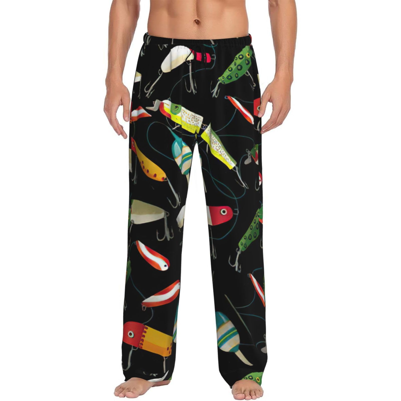 Fishing Lure Mens Pj Pajama Pants Bottoms Lounge Sleepwear Pjs With Pockets And Drawstring