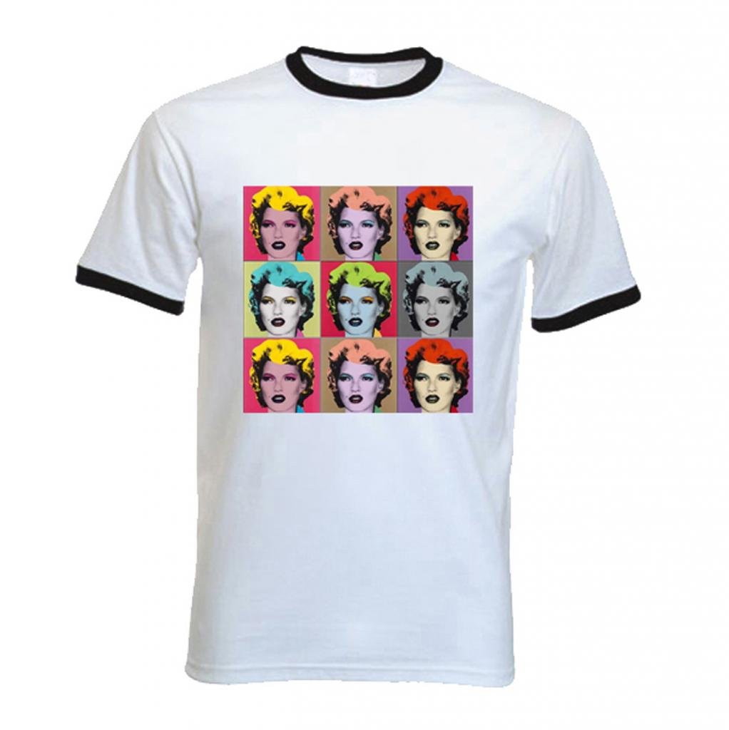 Banksy Kate Moss Mens Ringer T Shirt (Large, White)