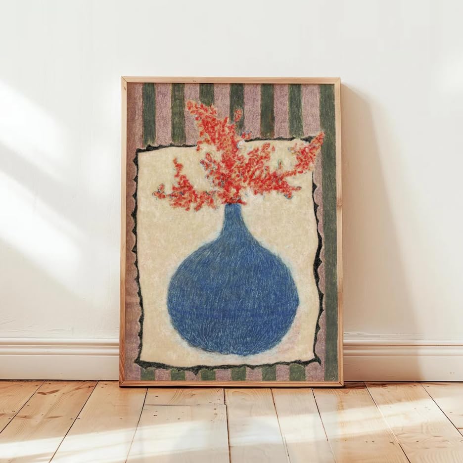 Affiche botanique 50x70cm bohème minimaliste et vase coloré sans cadre