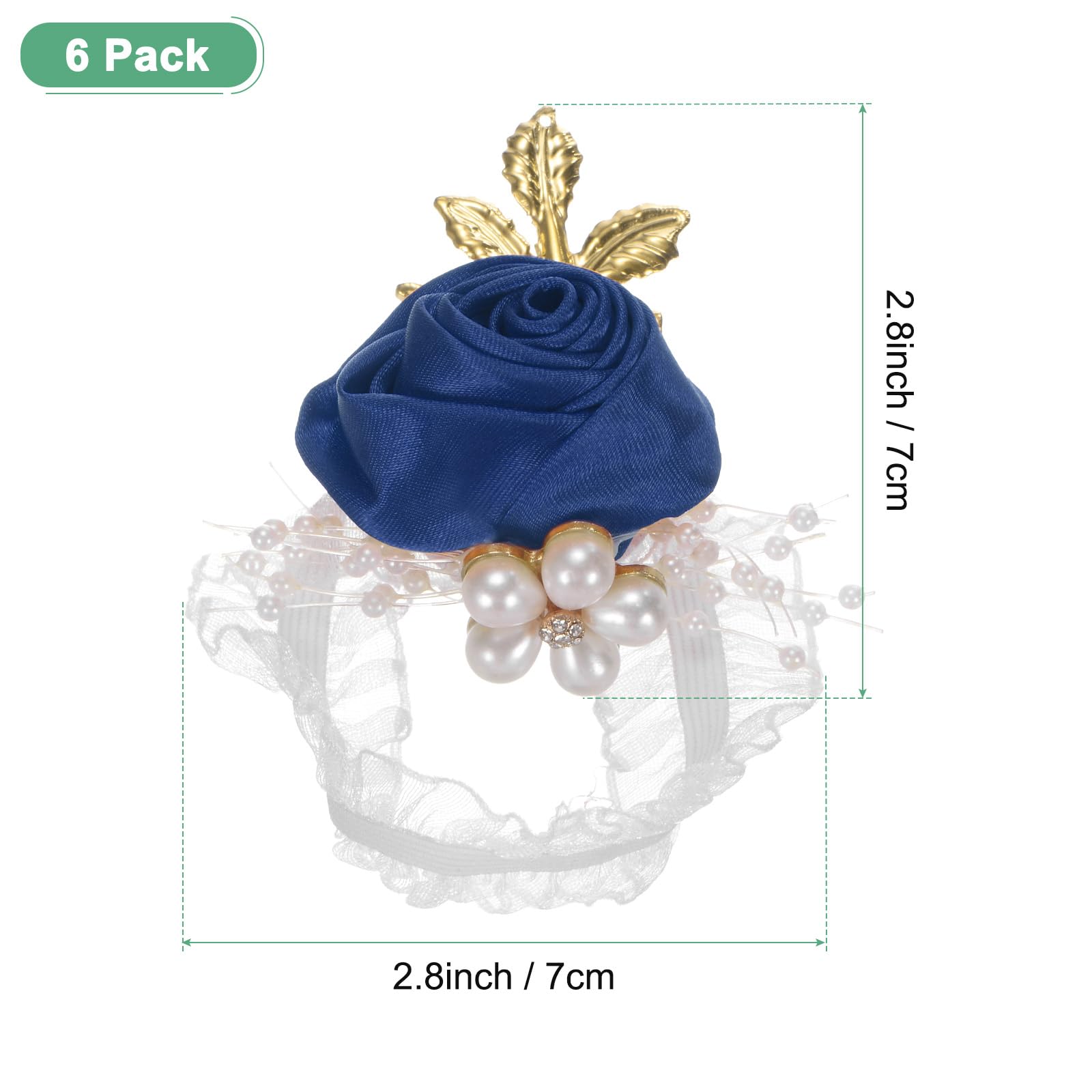 M METERXITY 6-Pack Wrist Corsage Bracelets, Artificial Flower Corsage Wristlets for Wedding/Prom/Party - Image 3