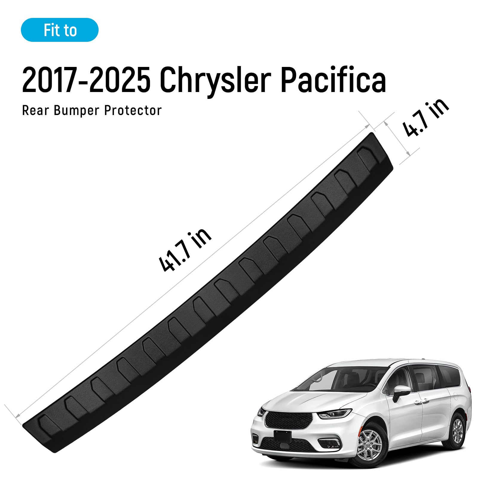 Rear Bumper Protector For Chrysler Pacifica 2017-2025 - Rubber Anti-Scratch Strip, 41" X 3.4"