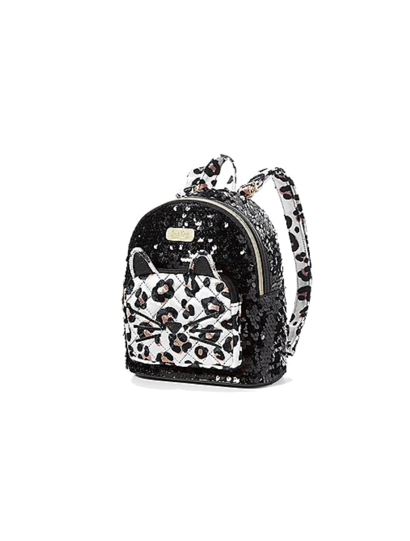 justice black cat flip sequin backpack