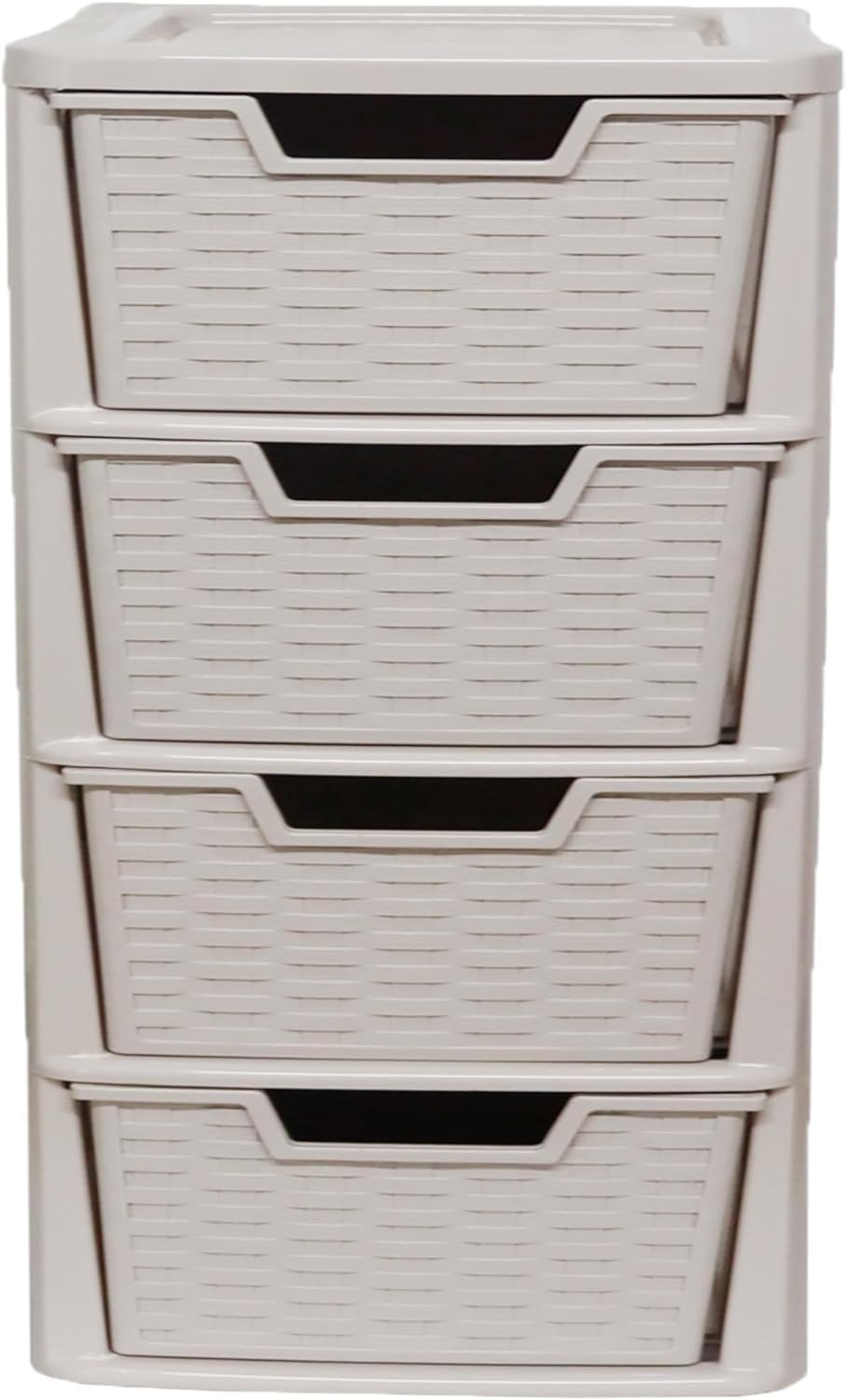ALEEZ 4 Drawer Storage Unit - Rattan Effect Desktop Plastic Drawer - Multipurpose Home Storage Drawers - Office Table Top Cabinet - Bathroom Accessories Unit H 80 x D 39 x D 39 cm (4 Tier Drawer)