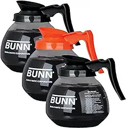 BUNN Decantador/jarra de café, 2 pretos regulares e 1 descafeinado laranja, capacidade para 12 xícaras, conjunto de 3
