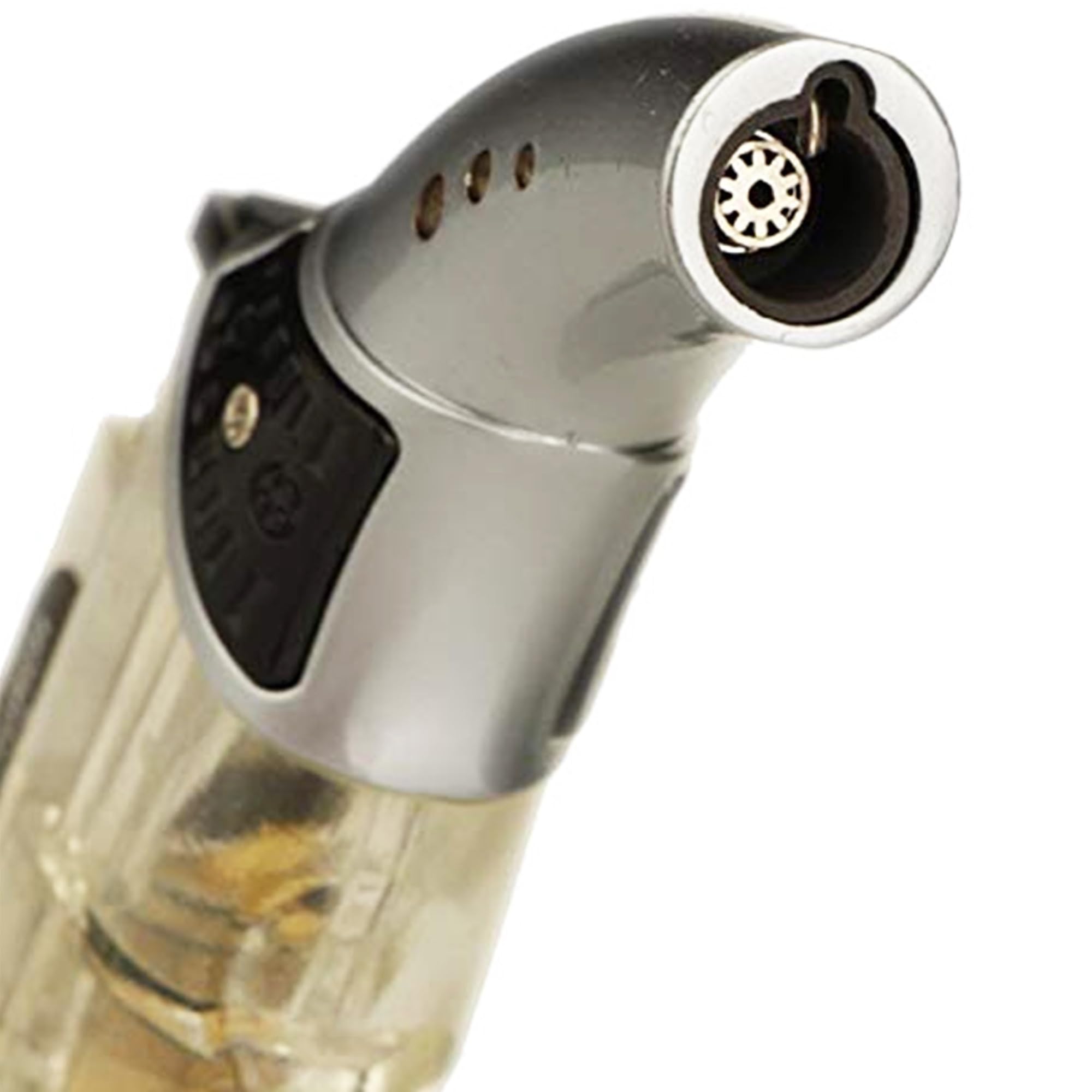 Lot de 4 briquets tempête, Briquet Torche à Butane Rechargeable, Flamme Stable, Forte résistance au Vent, Jet de Flamme réglable, Design Transparent(4-Pack)
