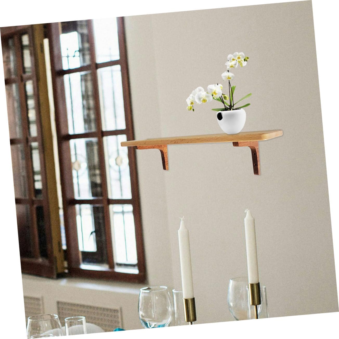 2Pcs Heavy Duty Bracket Shelf Support for Floating and Corner Shelves Wooden Shelf Bracket with Smooth Surface Easy to Install Wall Mount Shelf Holder for Office