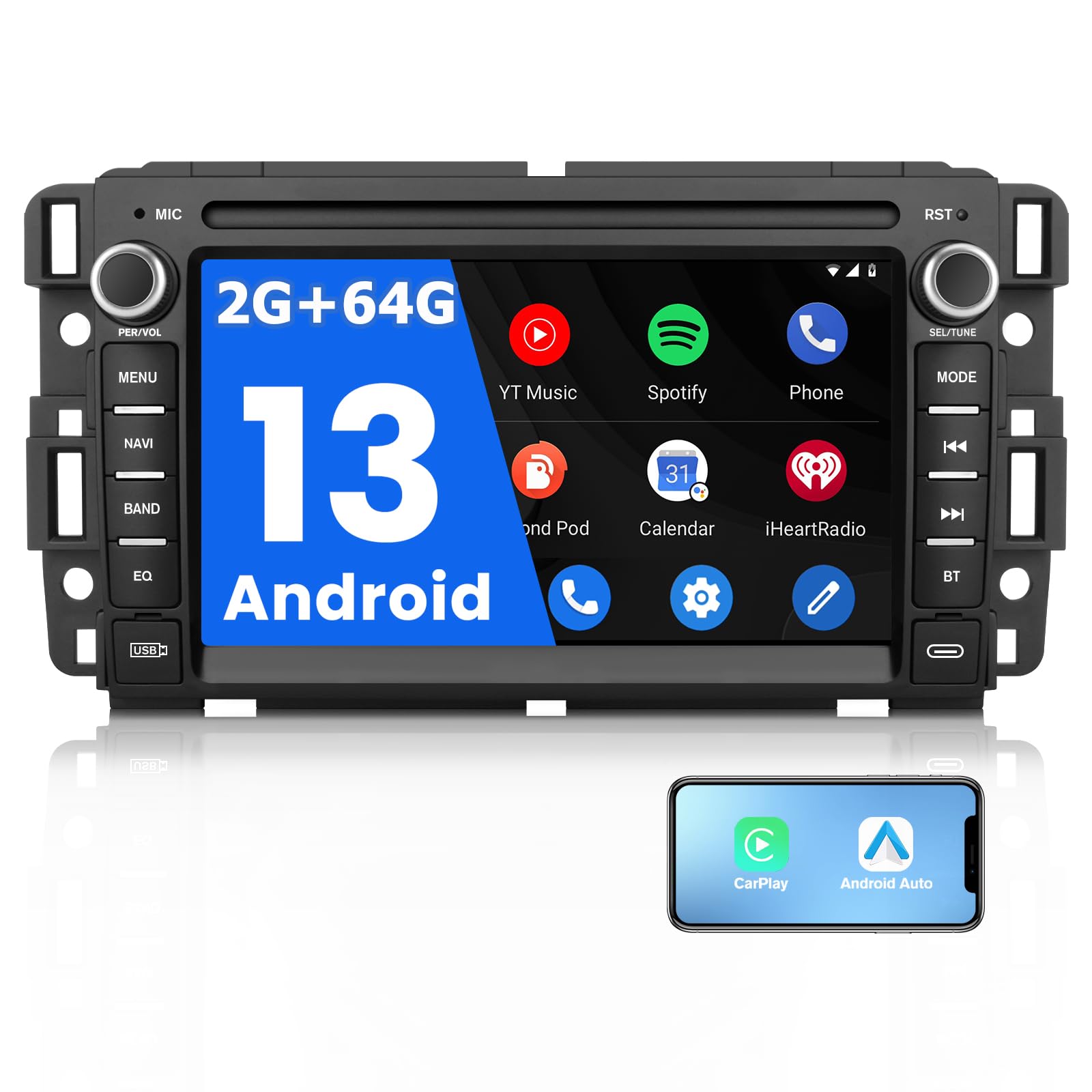 ANDROID - masa EagleNav Android 13 [2G+64G] Car Radio for GMC Sierra Yukon