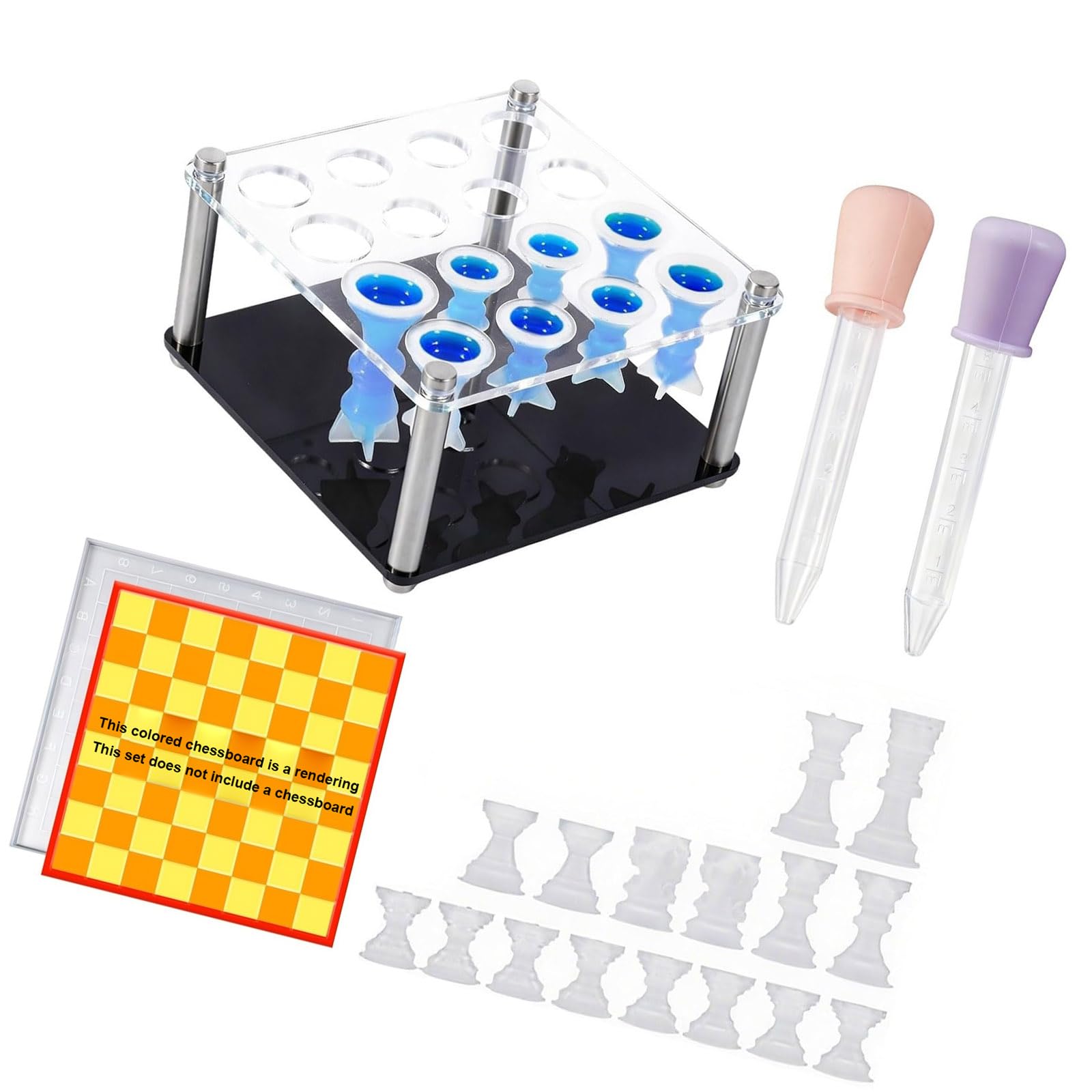 JSGHGDF Advanced Acrylic Chess Mold Collection for Making Handcrafted Resin Chess Items As Gifts or Table Games Tabletop Game Molds