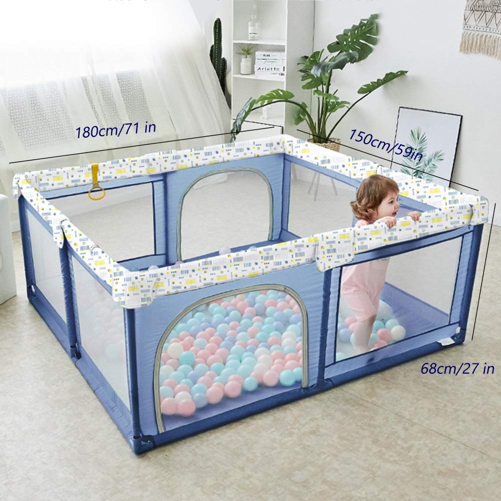Recinto per Bambini Extra Large, recinto per Bambini Portatile a 8 Pannelli per Bambini, Bambine, Neonati e Neonati - 150x180x68 cm (Blu)