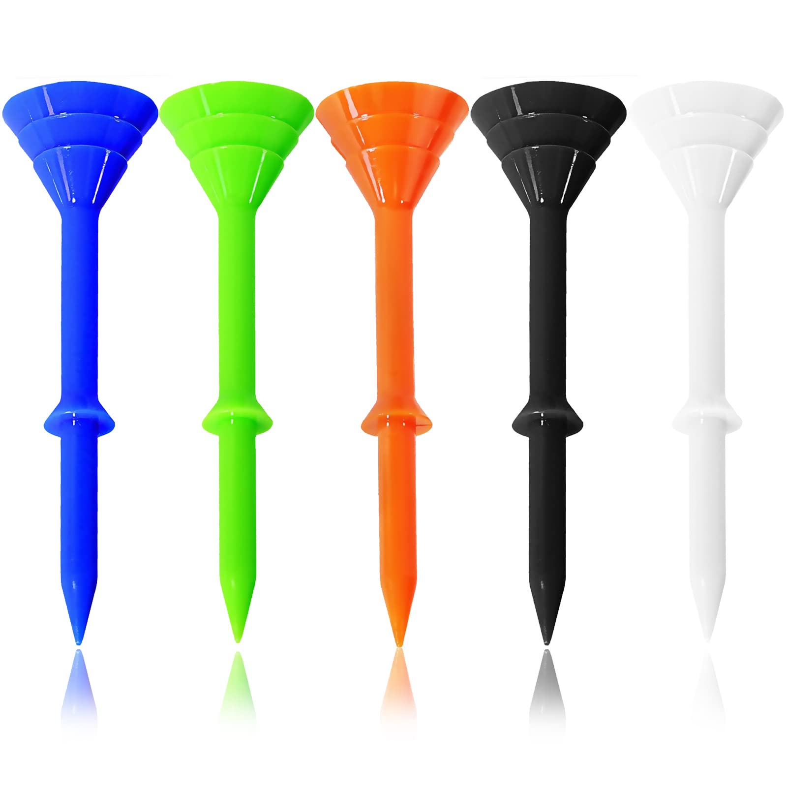 FINGER TENGolf Tees Plastic Unbreakable Tee 3 1/4 Inch 12/24/60 Pack, Durable Stable Golf Tee 4 Colors Available for Practice