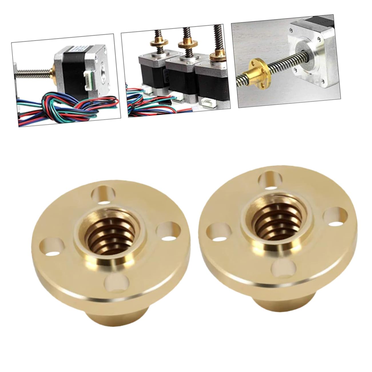 CIYODO 4 Pcs 3D Printer DIY Trapezoidal Screw 3D Printers Accessories Trapezoidal Lead Screw Trapezoidal Nut Lead Screw Nut Gap Nut Rod Printer 3 3D Printer Parts Brass Golden