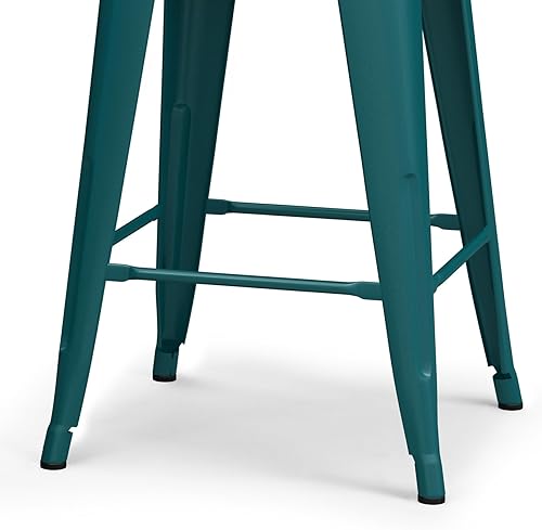 Miniatura 8 de SIMPLIHOME Rayne Taburete de 24 pulgadas de altura de mostrador, de metal azul turquesa, cuadrado, juego de 4, para la cocina y el comedor,