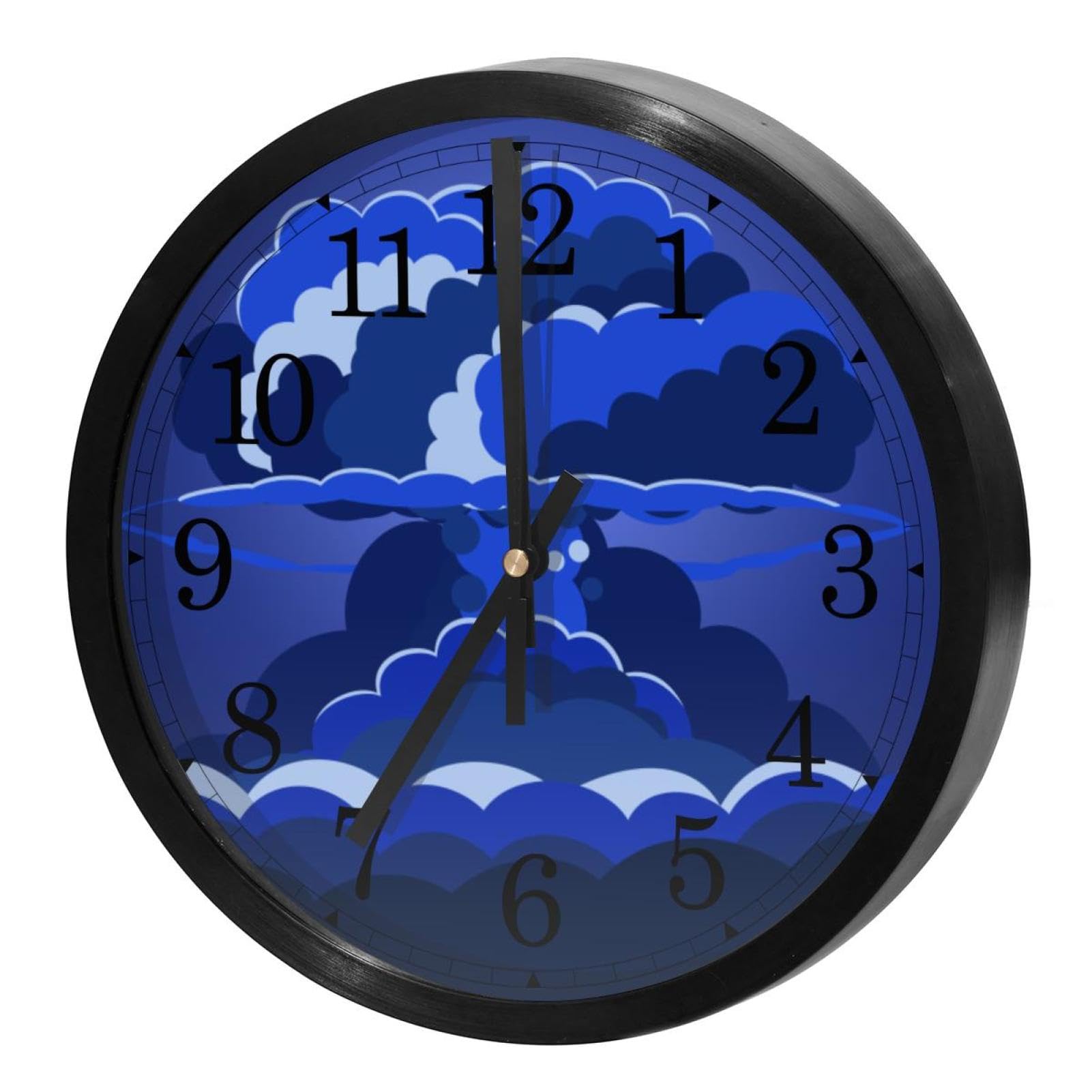 Horloge murale silencieuse de qualité supérieure avec cadran rond bleu à aiguilles fluides