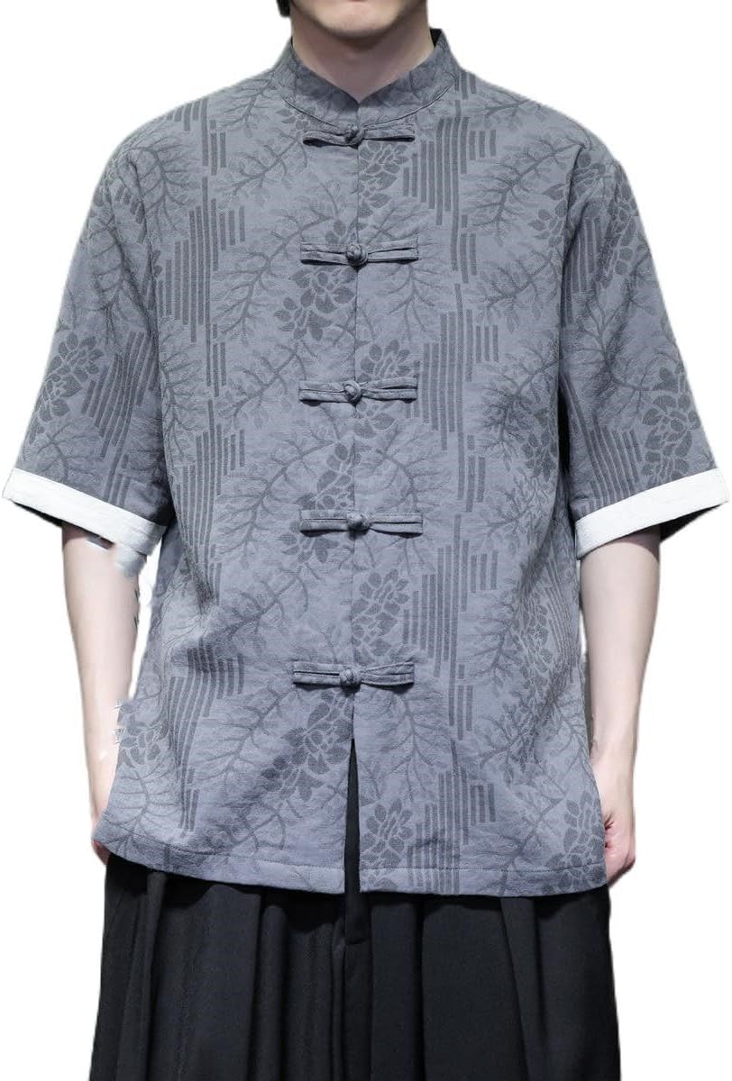 Men's Shirt Summer Lightweight Short Sleeve Chinese Style Tops