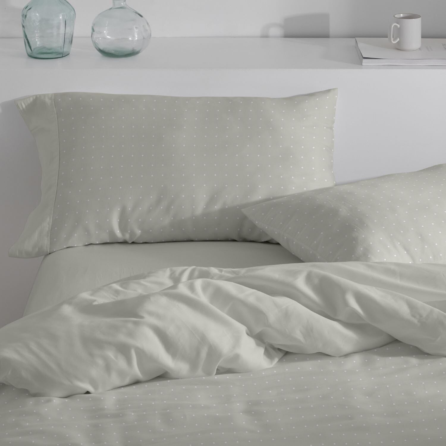 Burrito Blanco | Funda Nórdica Franela 100% Algodón Cama 135 Laurel | Incluye Bajera, Encimera y Funda de Almohada | Funda Nórdica Invierno | Cálidas | Tacto Suave | Transpirable