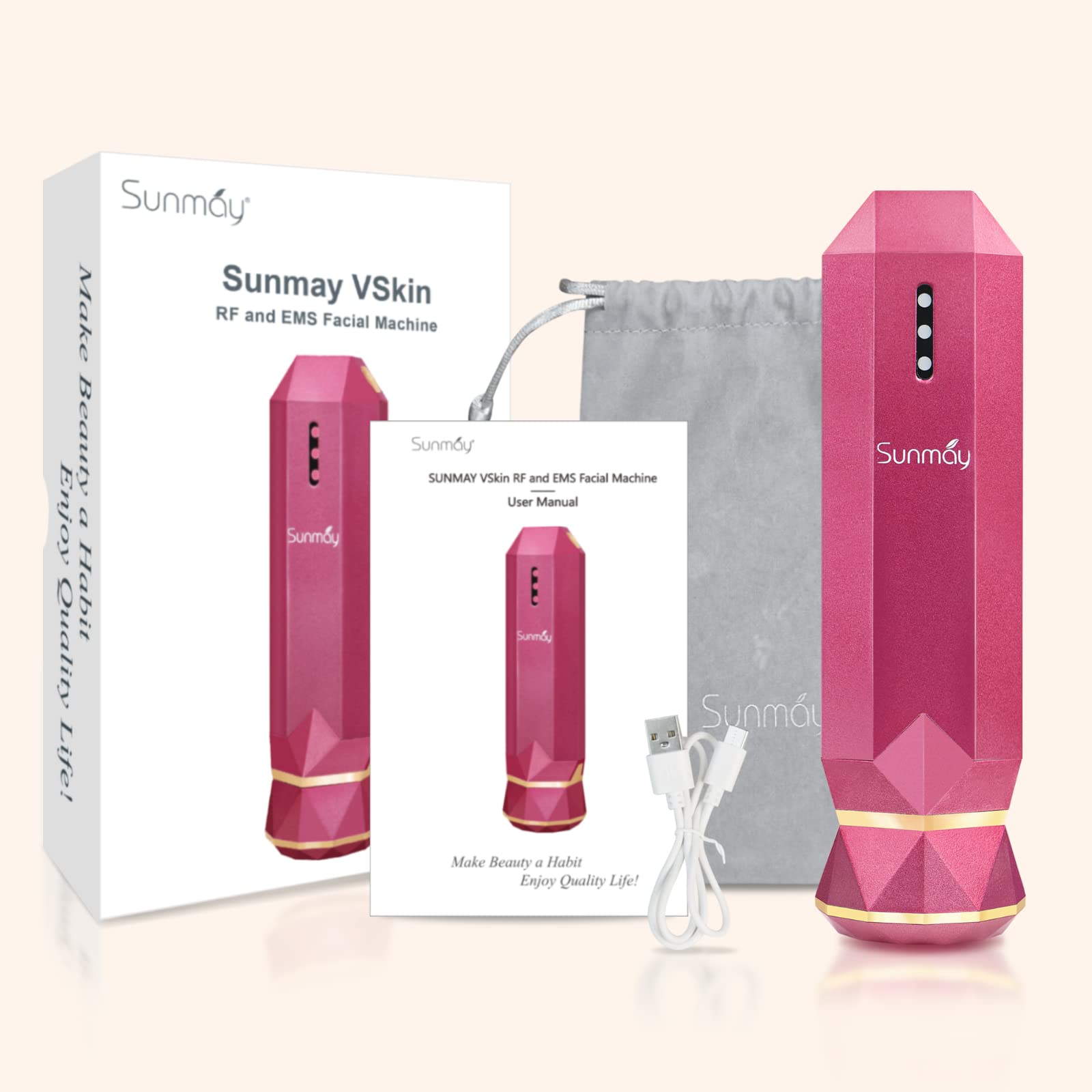 SUNMAY VSkin Radiofrequenz Gesichtsmassagegerät Anti-Aging Faltenreduzierung EMS Hautpflegegerät